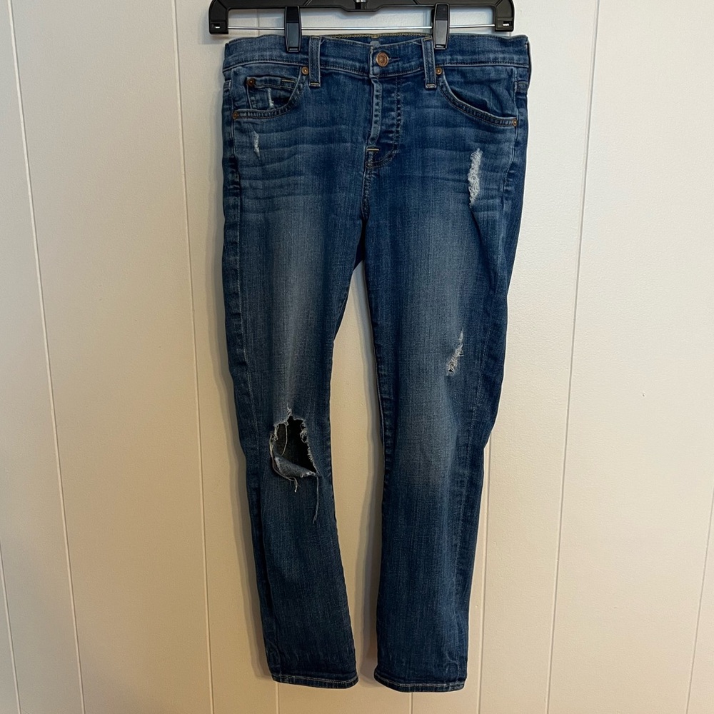 7 For All Mankind Josefina Skinny Boyfriend distressed Jeans size 24‎